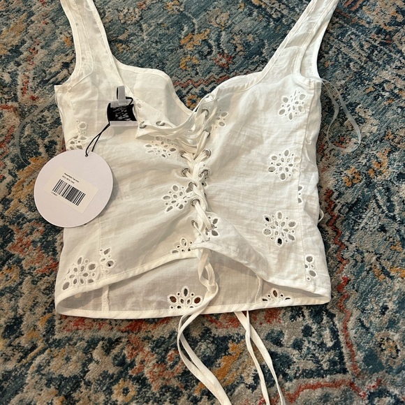 Princess Polly Tops Princess Polly Flower Fields Corset Top Ivory